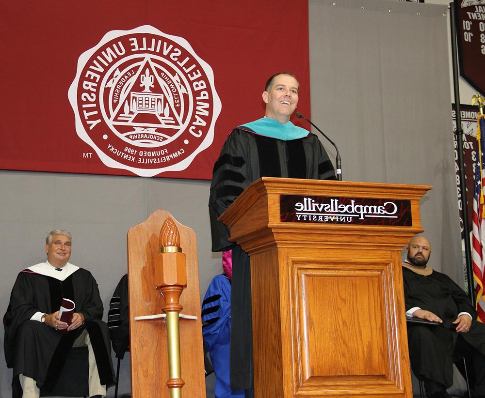 Max Wise, Kentucky State Senator of the 17th Senatorial District, was awarded an honorary doctorate of public service. He also was the commencement speaker. (Campbellsville University Photo by Drew Tucker)